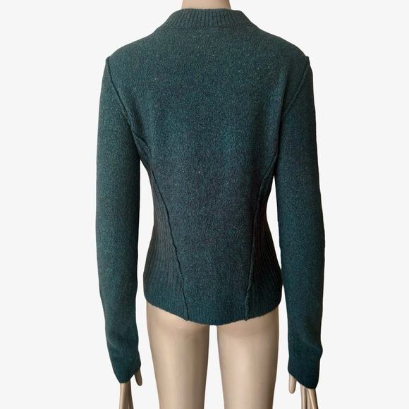 FREE PEOPLE Teal Blue Cable Knit Sweater Mock Neck Wool Blend Soft Size S - Picture 14 of 16